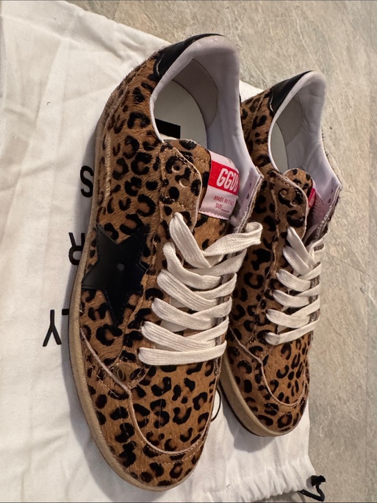Golden Goose Shoes - Golden Goose Leopard Print Low-Top Sneakers with Black Star